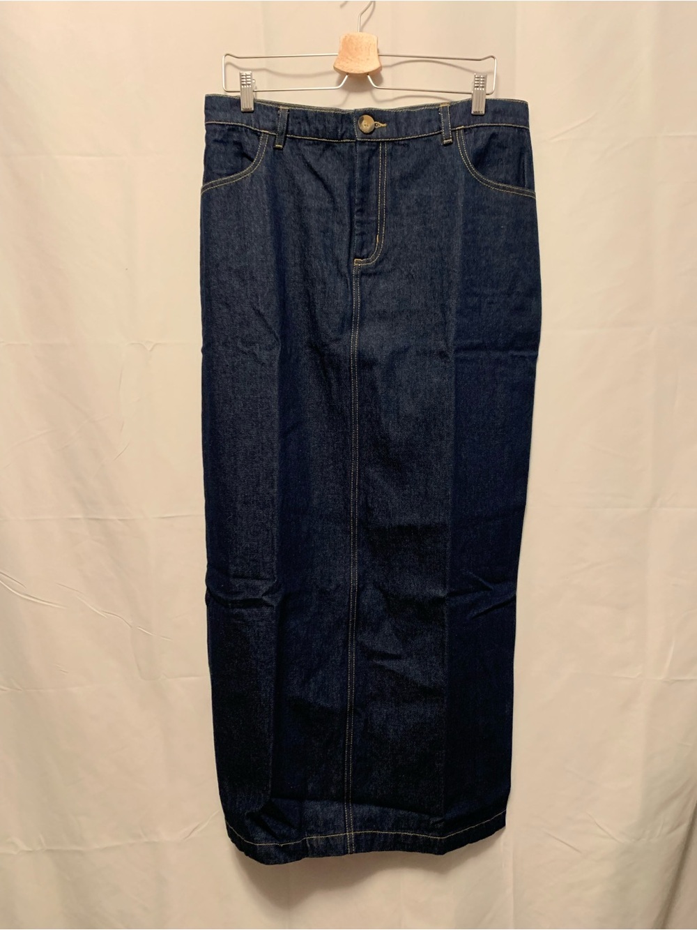 Whimsy + Row Indigo Denim Skirt with Back Slit